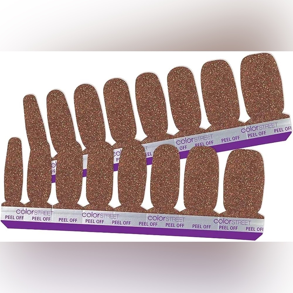 Color Street SAHARA JEWEL Brown & Copper Glitter Nail Strips Set - Picture 8 of 8